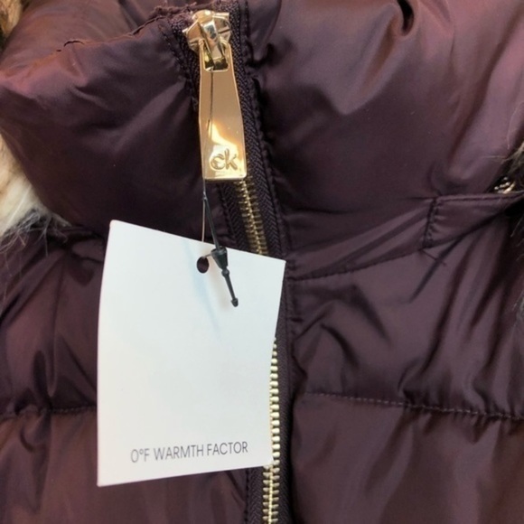 Calvin Klein Purple Fur Long Puffer Jacket New - Picture 9 of 15